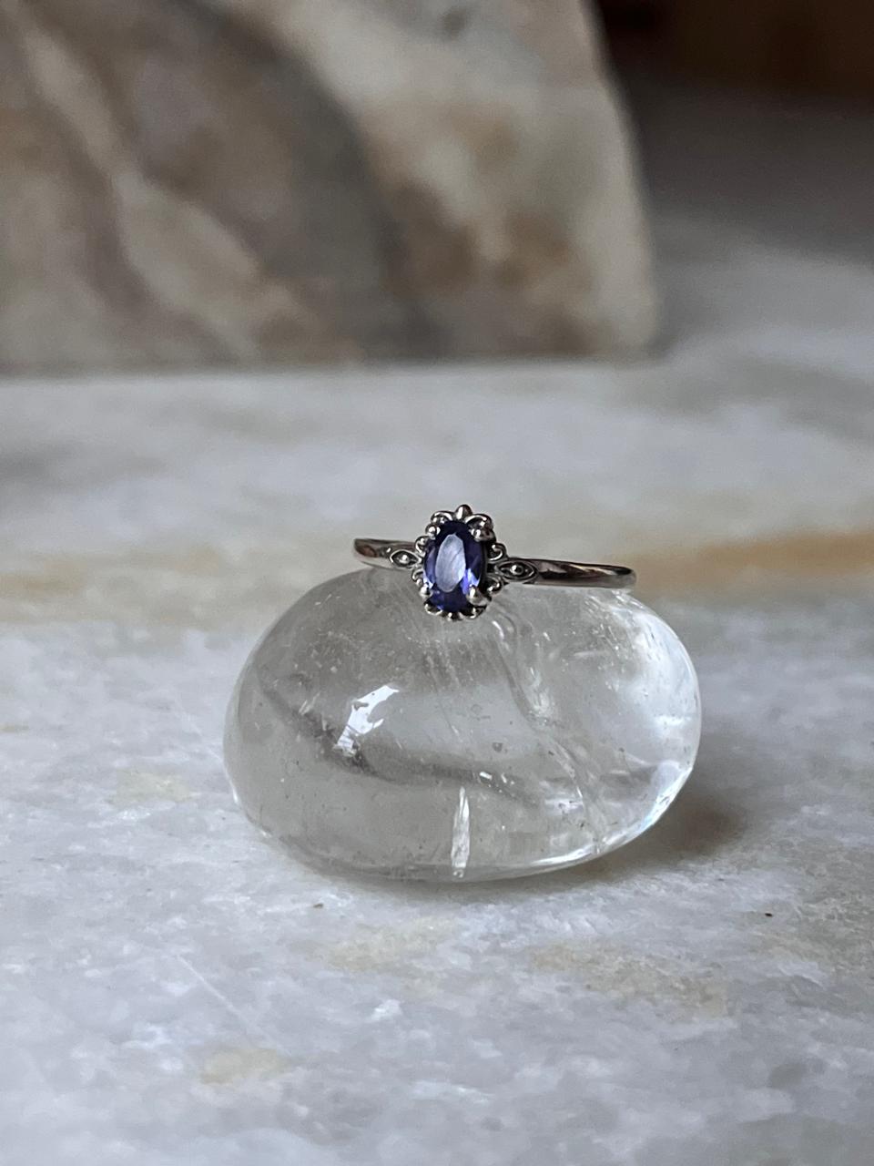 Iolite Victorian Style 925 Sterling Silver Ring