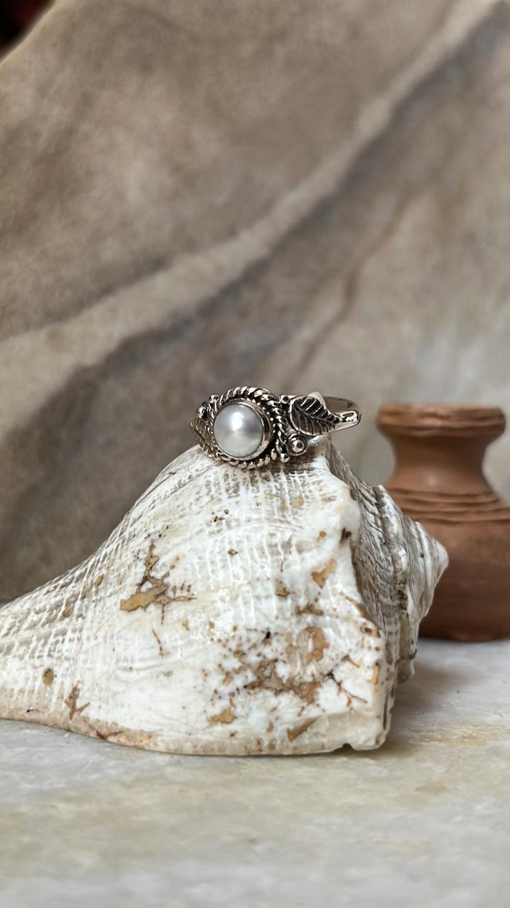 Fresh Water Pearl Forest Boho 925 Sterling Silver Ring