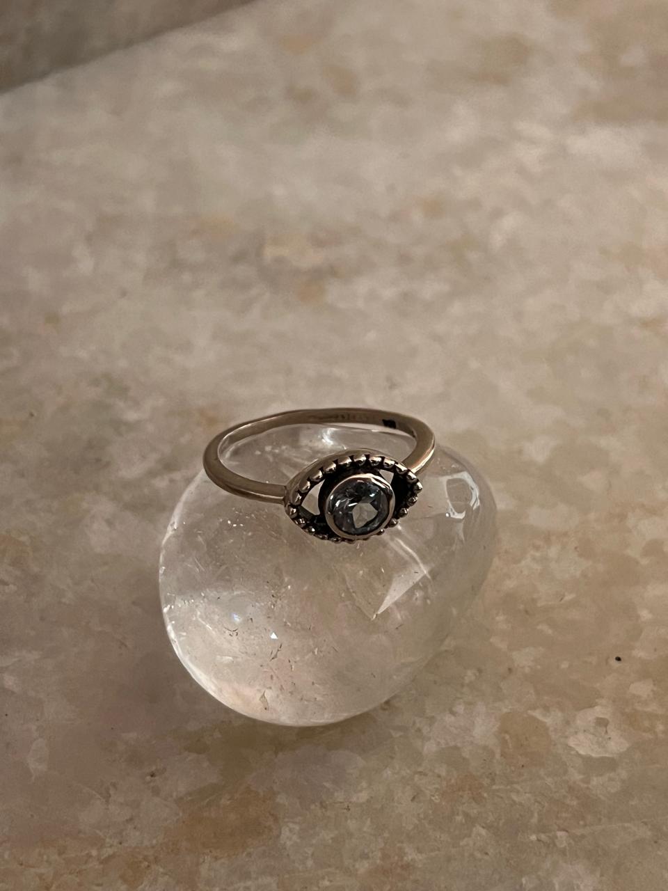 Evil Eye Boho Blue Topaz 925 Sterling Silver Ring