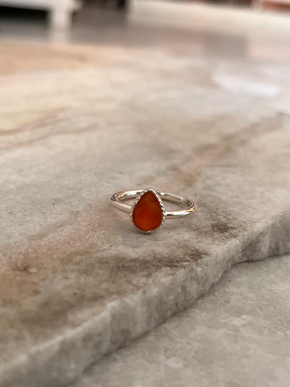 Carnelian Pear 925 Sterling Silver Ring