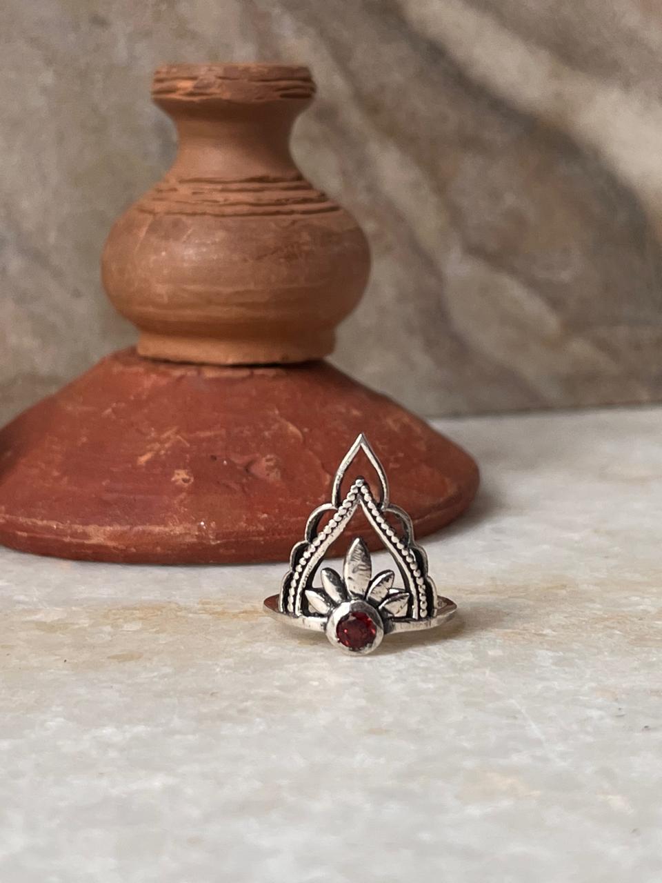 Garnet Boho Crown Stack 925 Sterling Silver Ring
