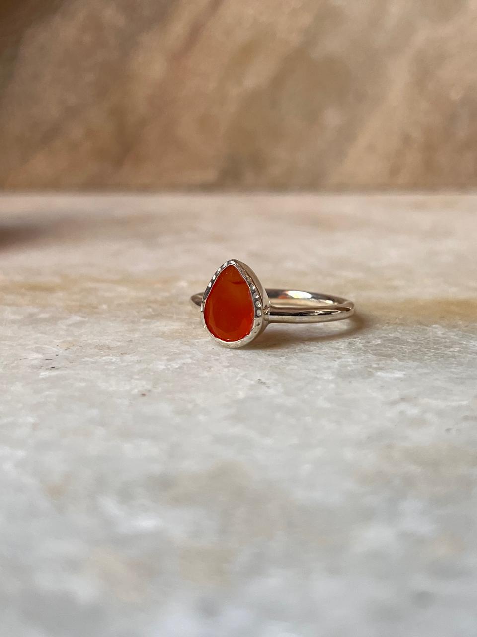 Carnelian Pear 925 Sterling Silver Ring