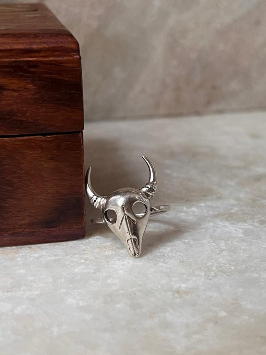 Bull Skull 925 Sterling Silver Ring