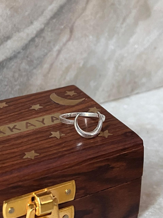 Plain Crescent Celestial Moon 925 Sterling Silver Ring