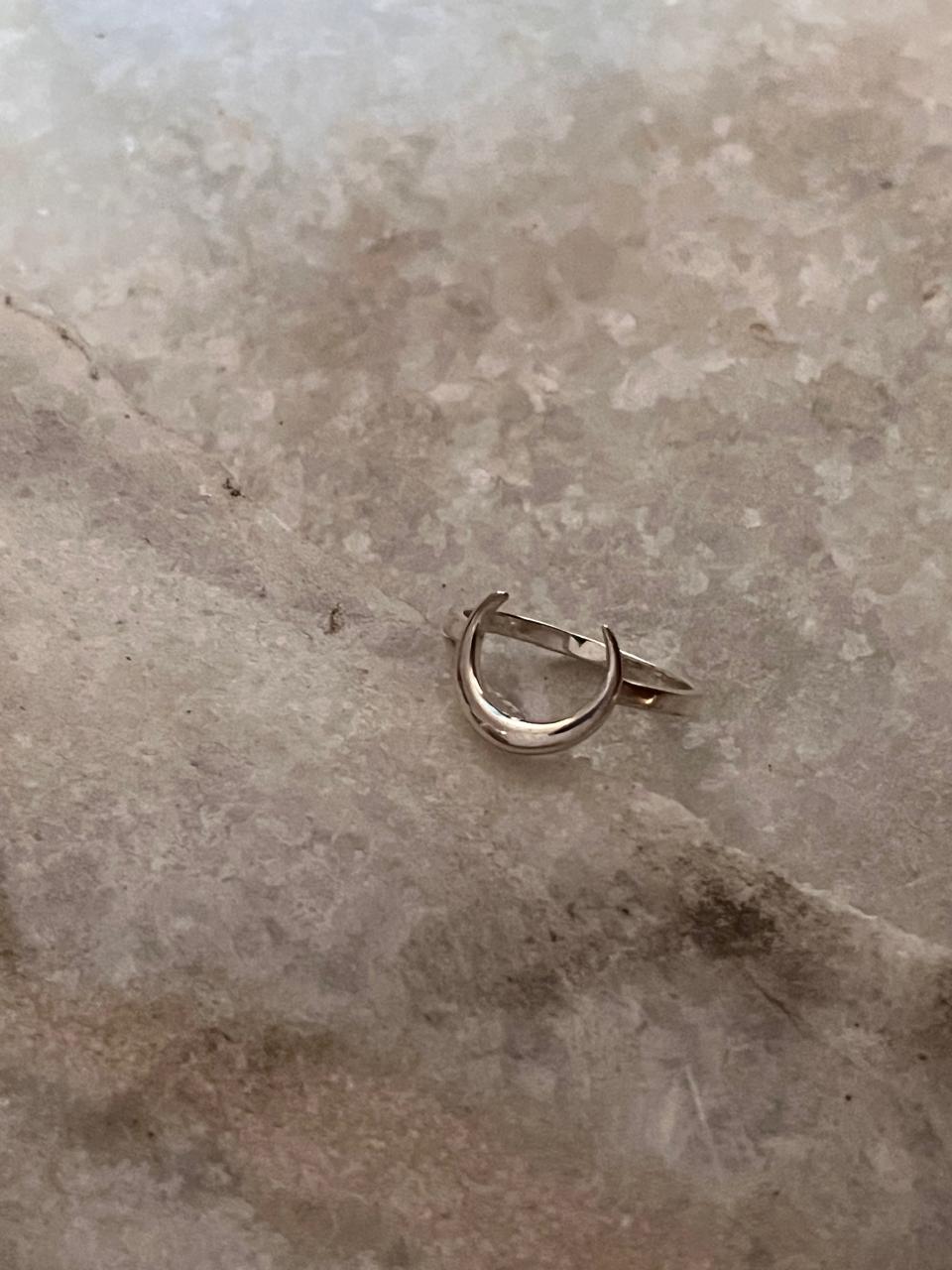 Plain Crescent Moon 925 Sterling Silver Ring