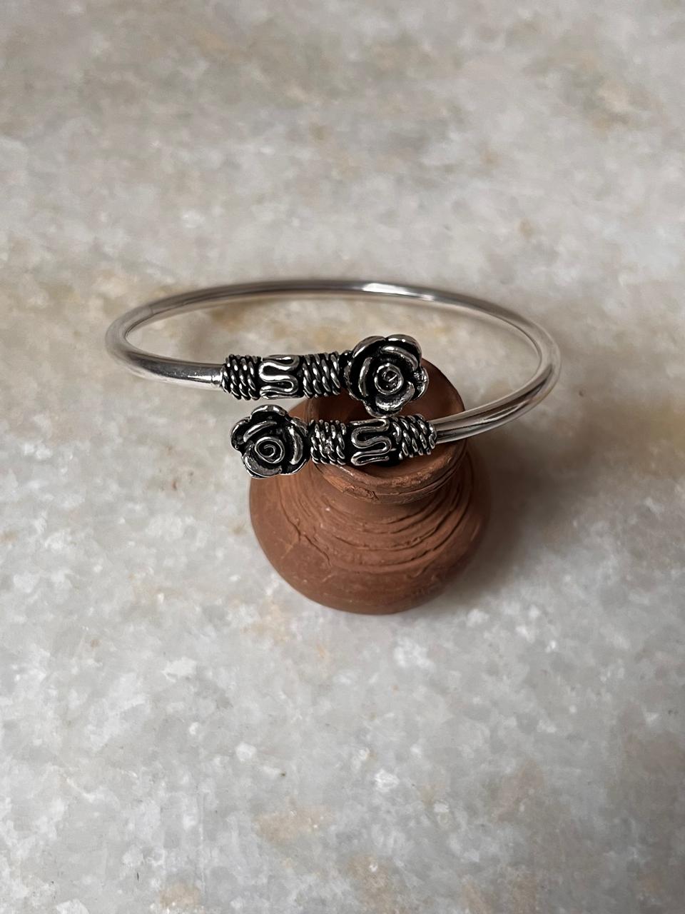 Antique Rose Adjustable 925 Sterling Silver Kada