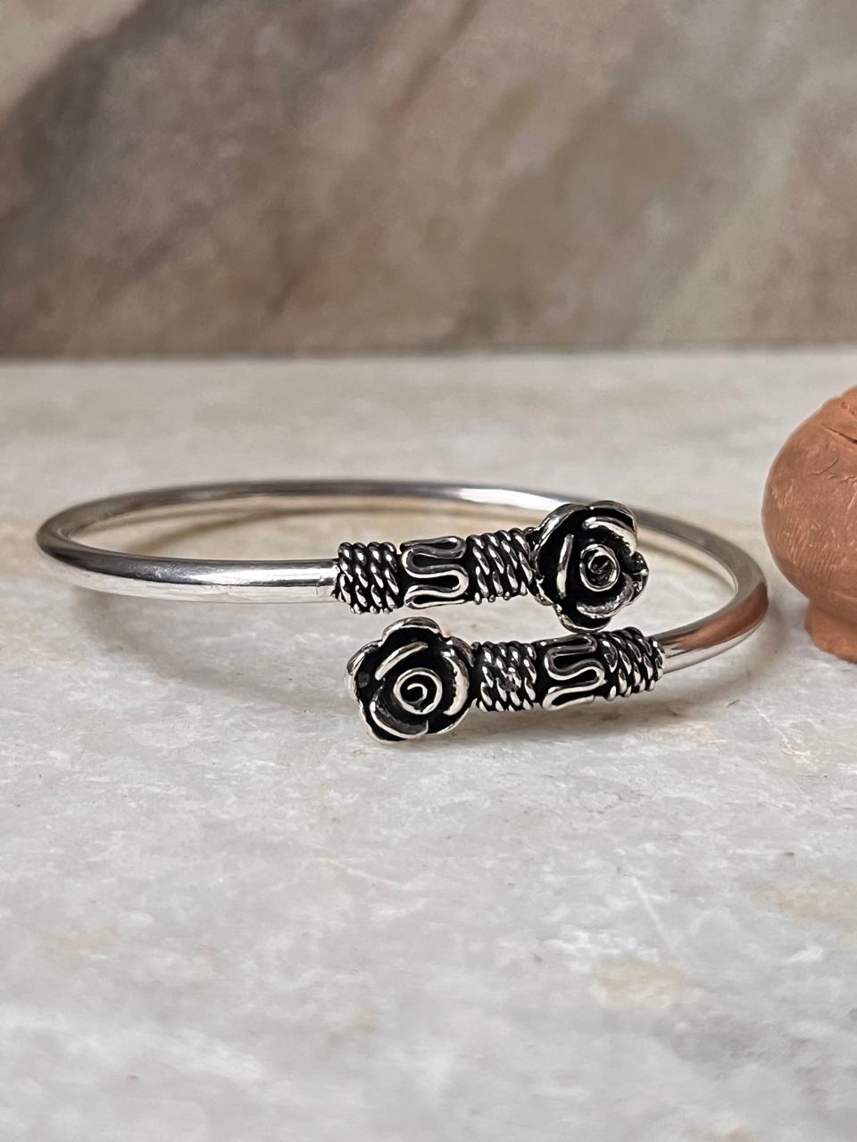 Antique Rose Adjustable 925 Sterling Silver Kada