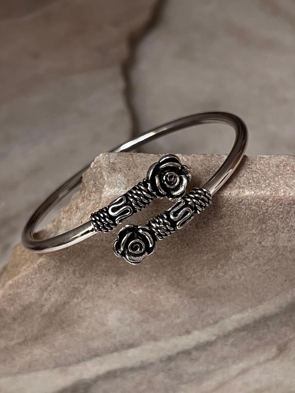Antique Rose Adjustable 925 Sterling Silver Kada