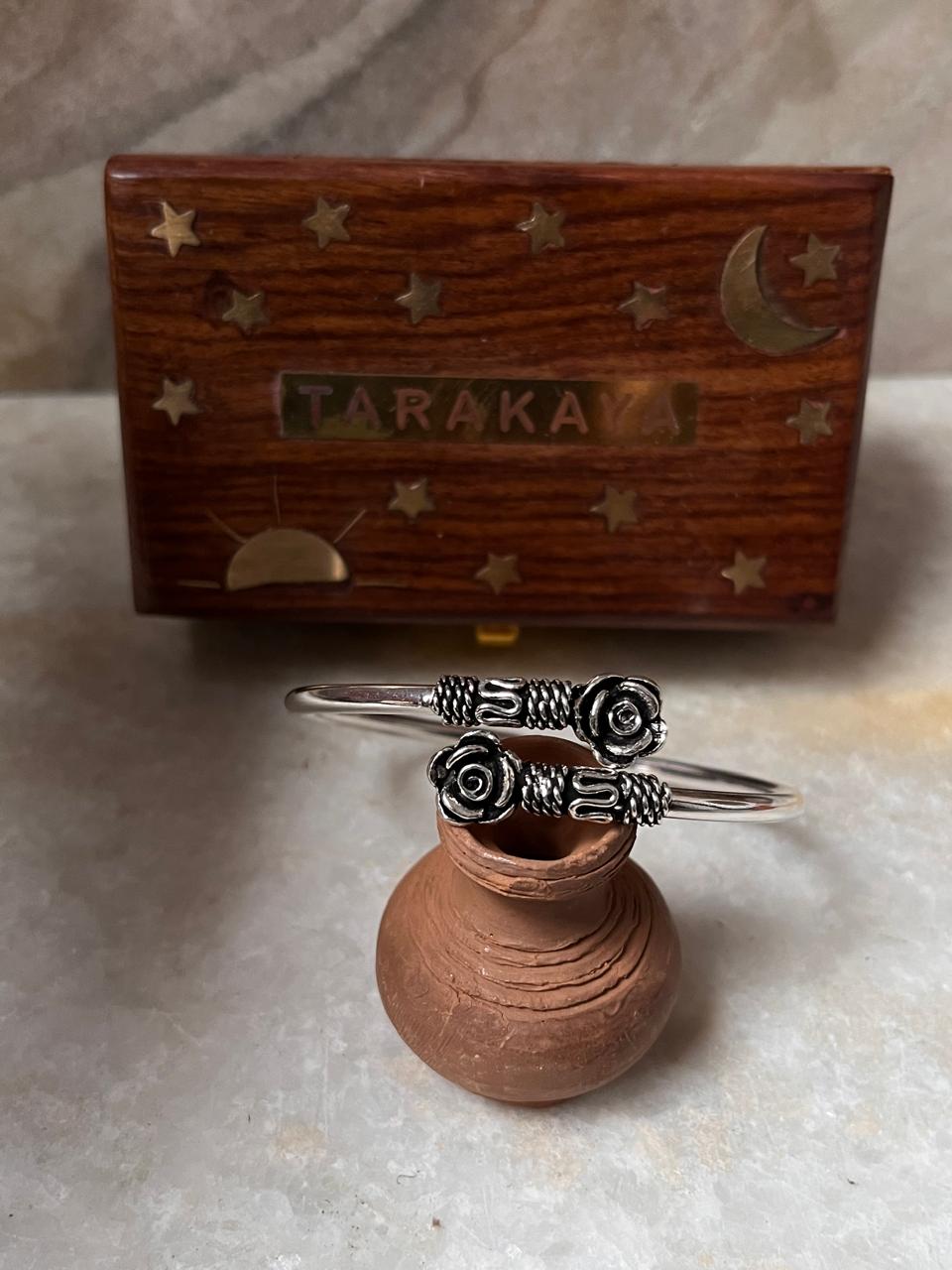 Antique Rose Adjustable 925 Sterling Silver Kada
