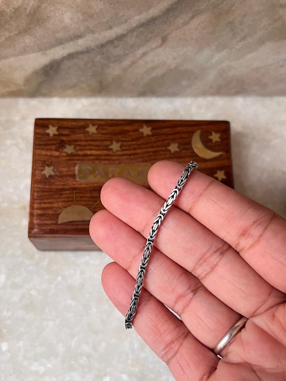 Antique Patterned 925 Sterling Silver Bracelet