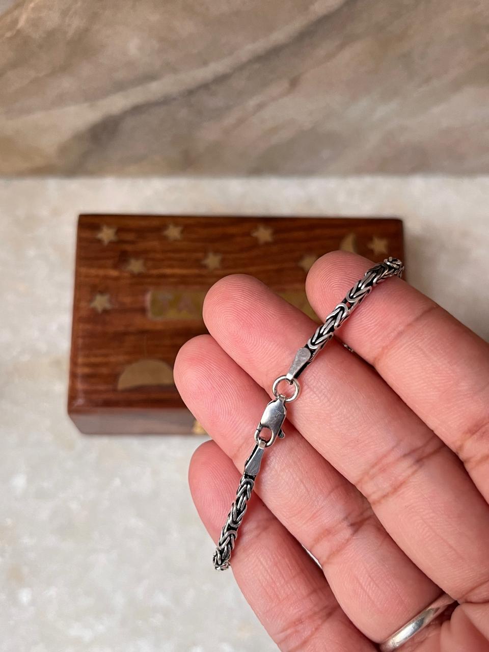 Antique Patterned 925 Sterling Silver Bracelet