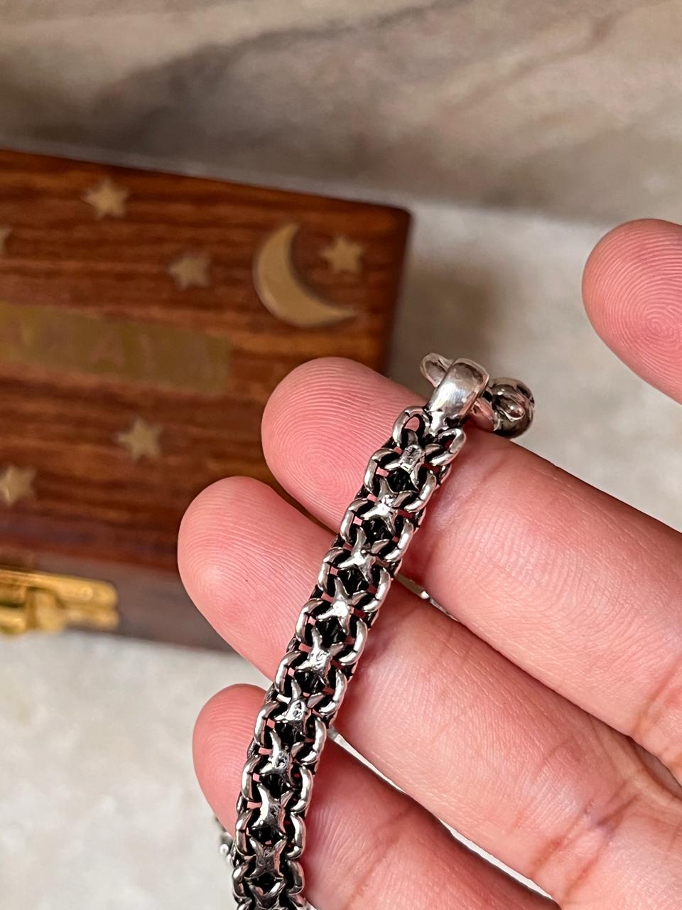 Bali Style Antique Single Line Pure 925 Sterling Silver Bracelet