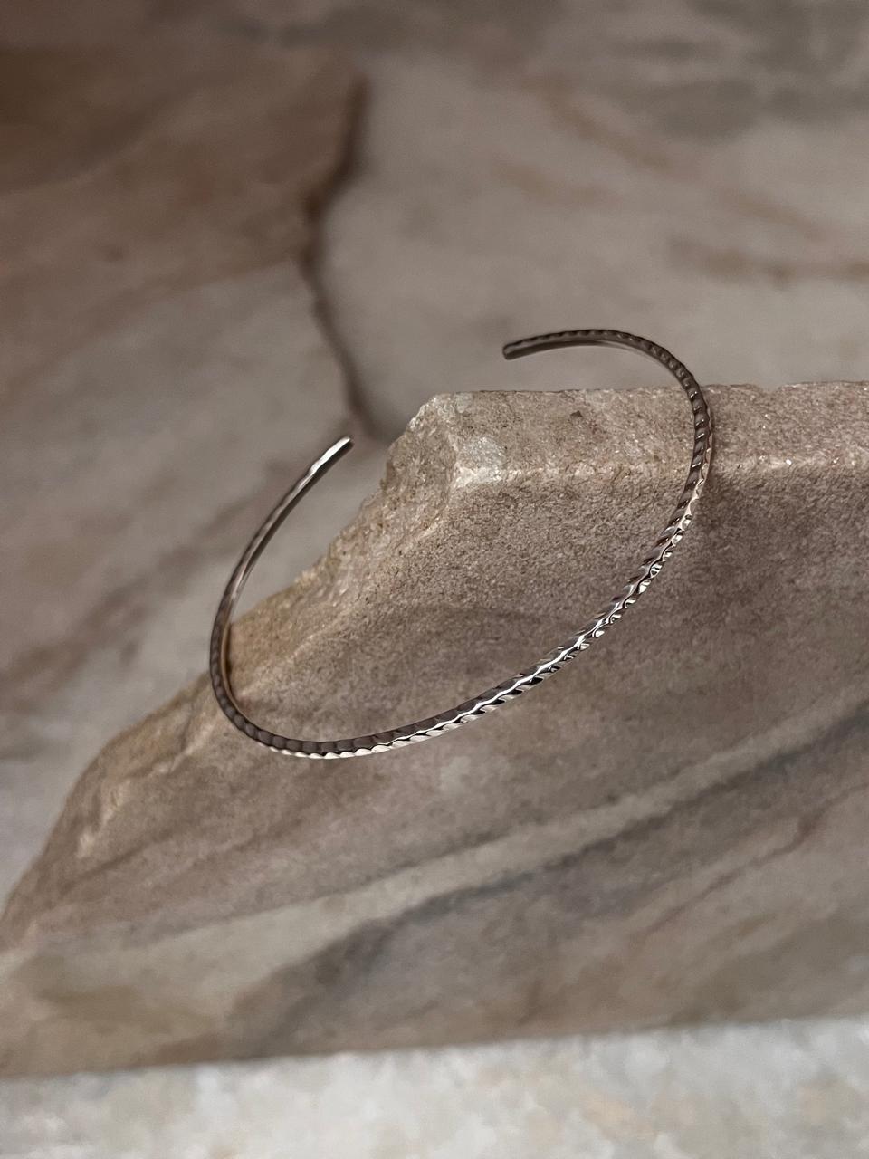 Hammered Adjustable Stackable 925 Sterling Silver Kada