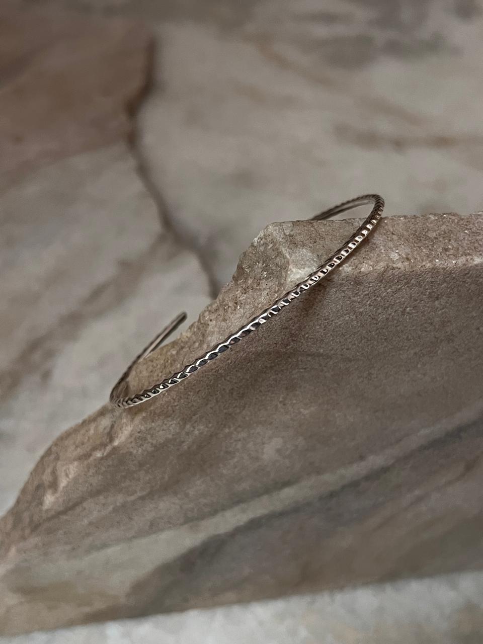 Hammered Adjustable Stackable 925 Sterling Silver Kada