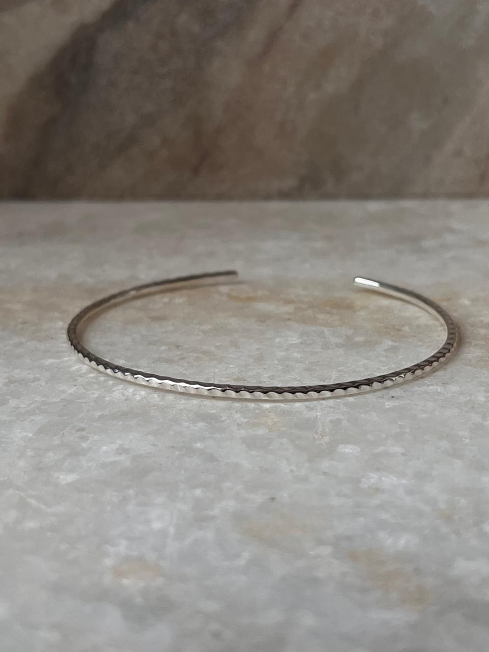 Hammered Adjustable Stackable 925 Sterling Silver Kada