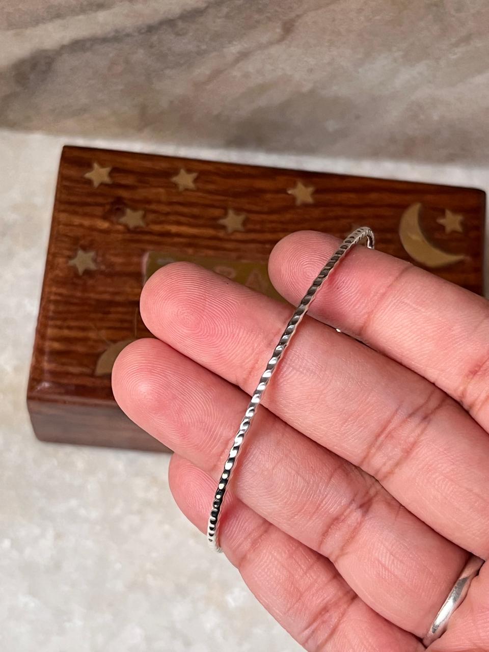Hammered Adjustable Stackable 925 Sterling Silver Kada