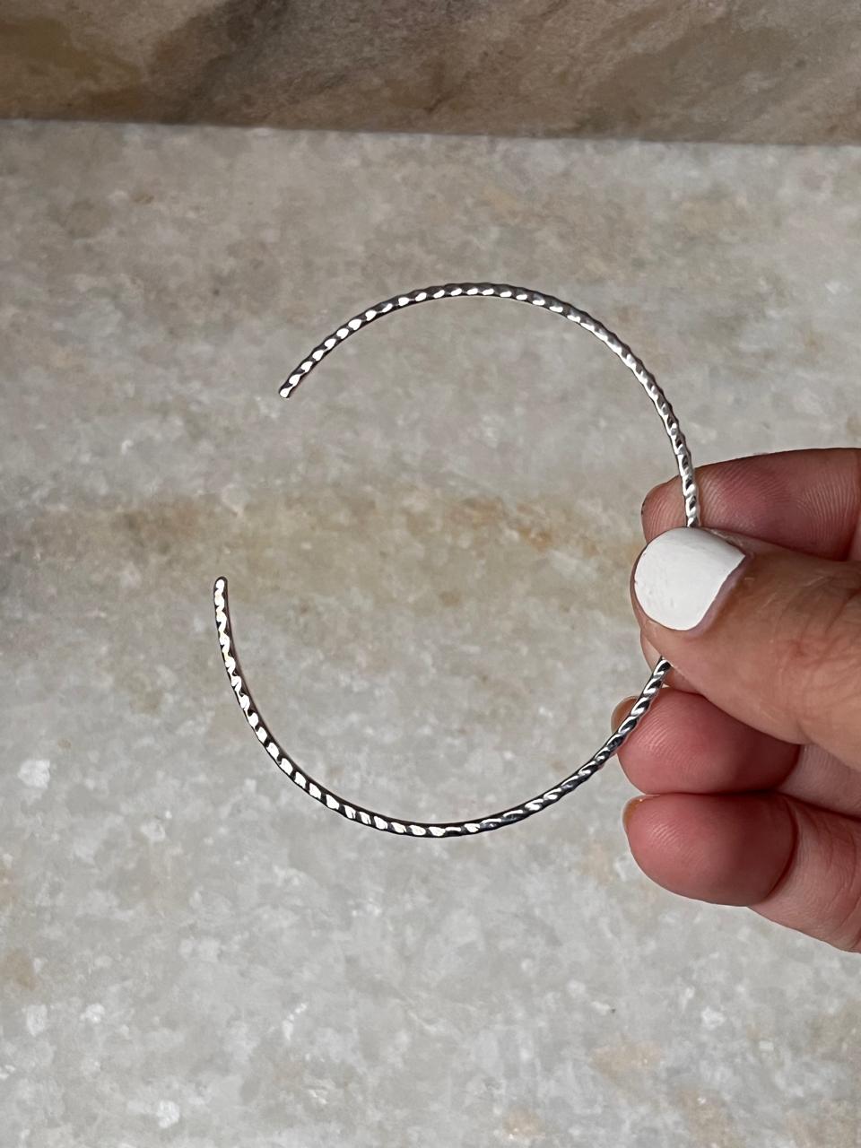 Hammered Adjustable Stackable 925 Sterling Silver Kada