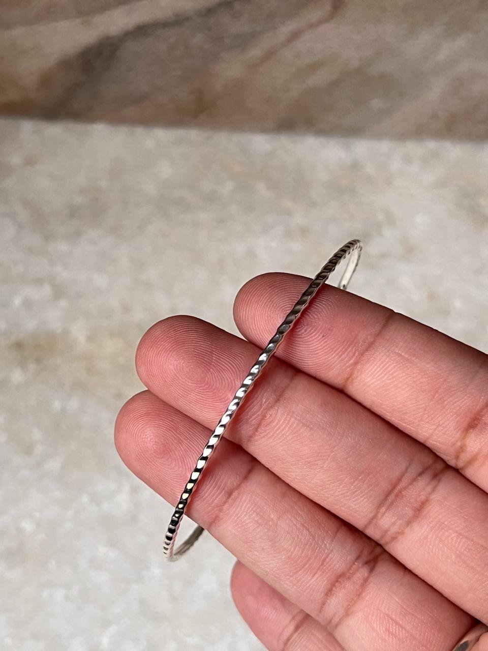 Hammered Adjustable Stackable 925 Sterling Silver Kada