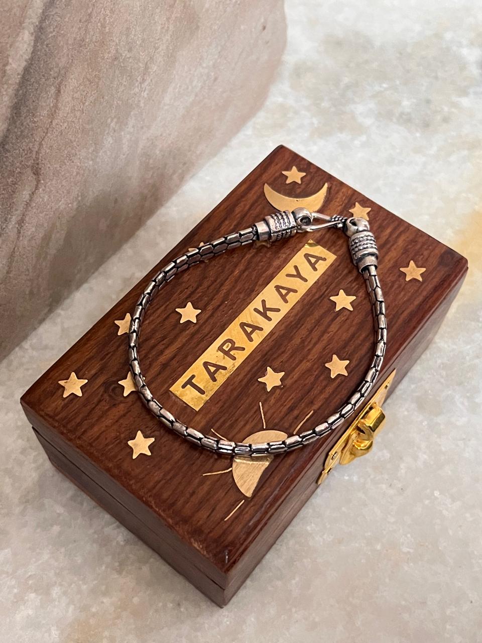 Antique Snake Patterned 925 Sterling Silver Bracelet