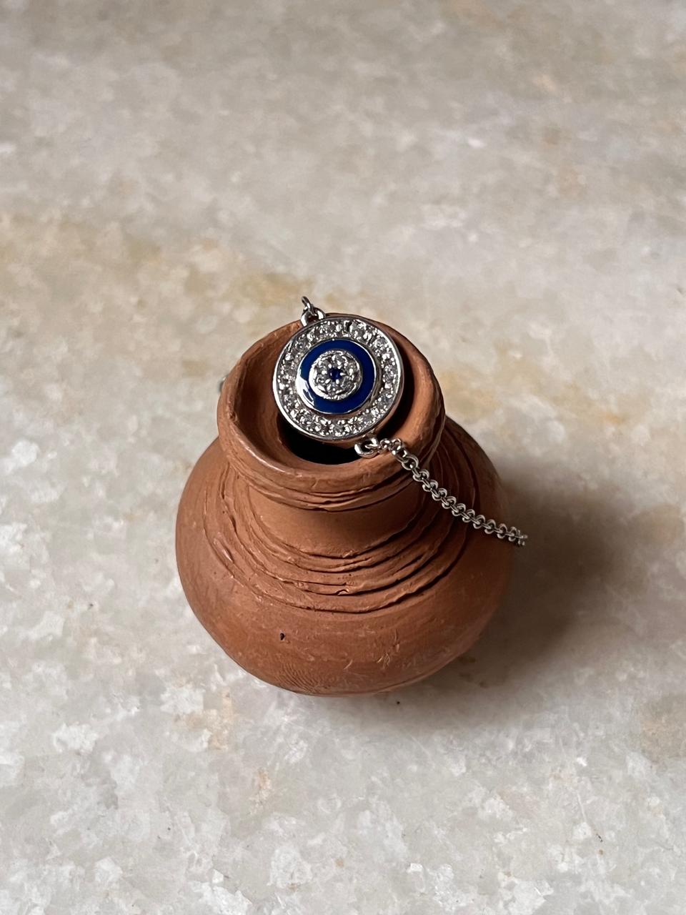 Round Evil Eye Cz 925 Sterling Silver Bracelet