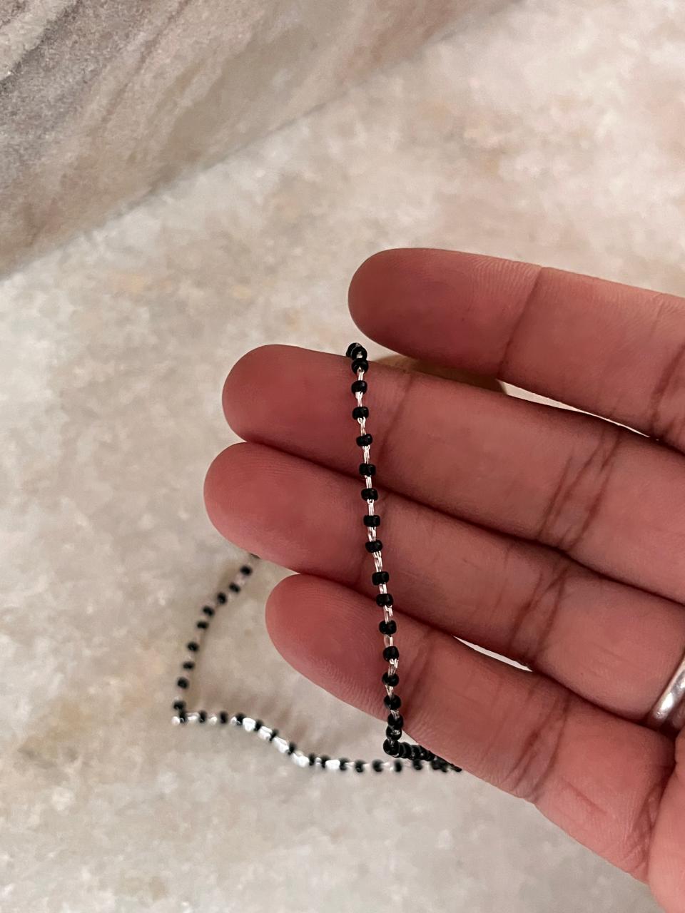Black Beads Nazariya 925 Sterling Silver Handcrafted Bracelet
