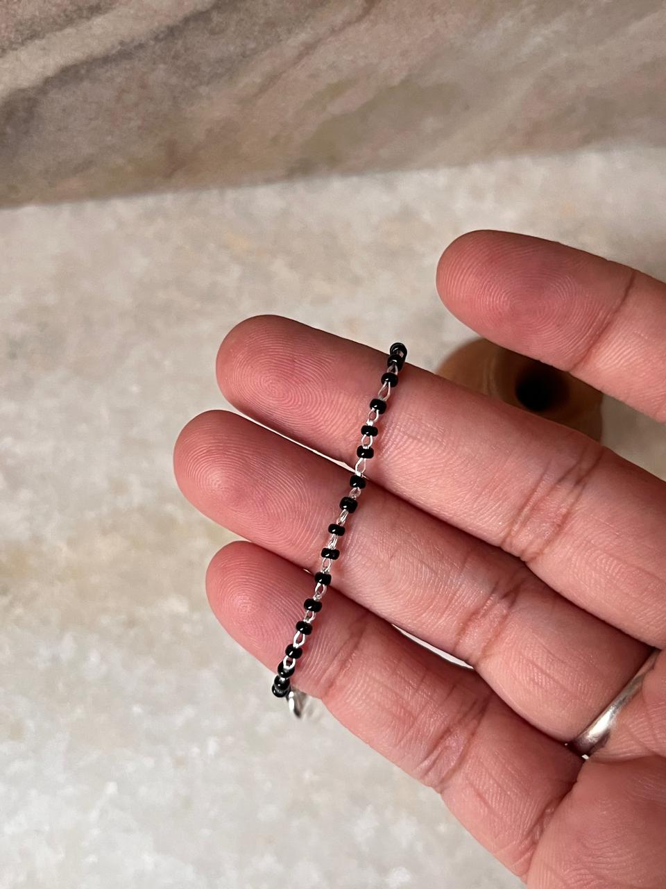 Black Beads Nazariya 925 Sterling Silver Handcrafted Bracelet