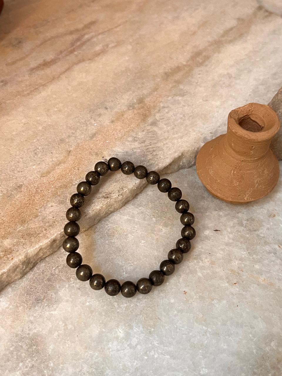Pyrite 6MM Natural Crystal Bracelet