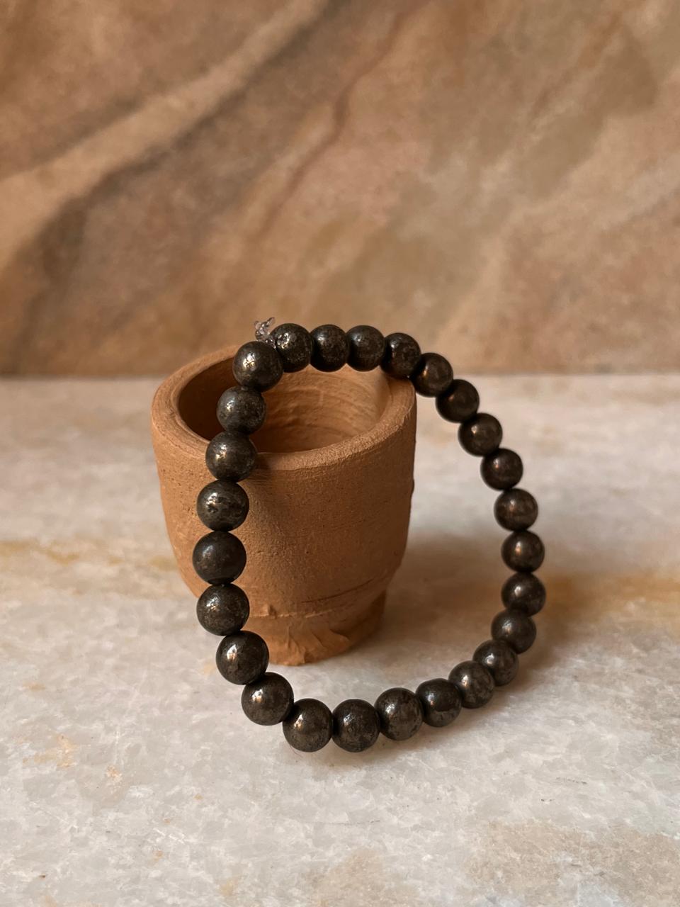 Pyrite 6MM Natural Crystal Bracelet