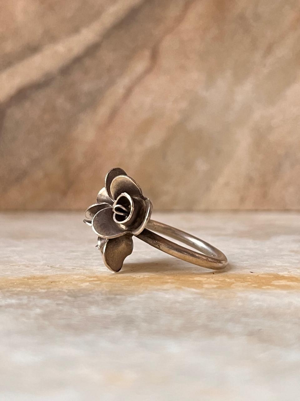 Roses Bouquet Bohemian Handmade Statement 925 Sterling Silver Ring