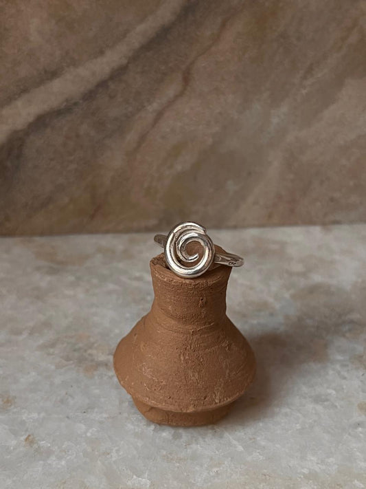 Bohemian Imported Handcrafted Spiral Adjustable 925 Sterling Silver Ring