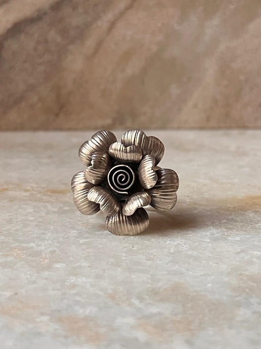 Rose Bohemian Handmade Statement 925 Sterling Silver Adjustable Ring