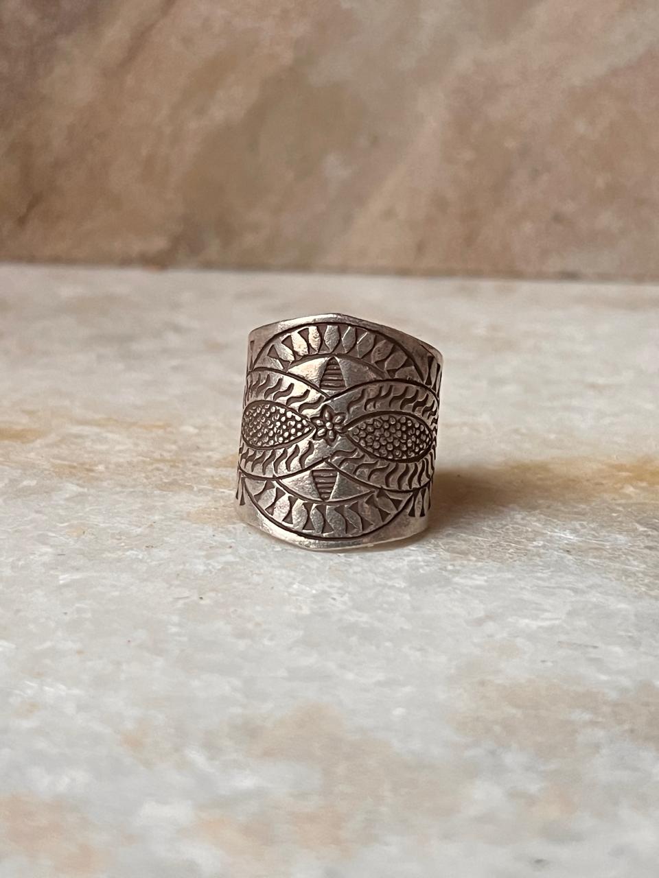 Antique Bohemian Anant Mandala Handcrafted Adjustable 925 Sterling Silver Ring