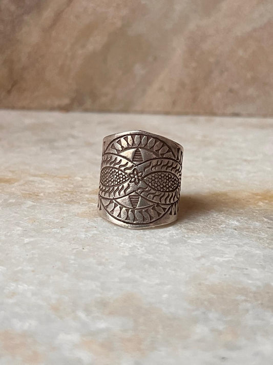 Antique Bohemian Anant Mandala Handcrafted Adjustable 925 Sterling Silver Ring