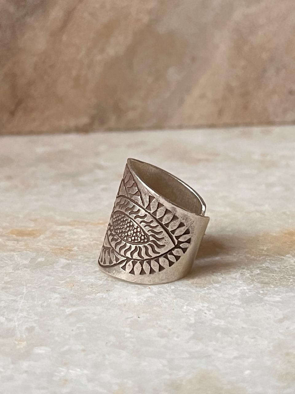 Antique Bohemian Anant Mandala Handcrafted Adjustable 925 Sterling Silver Ring