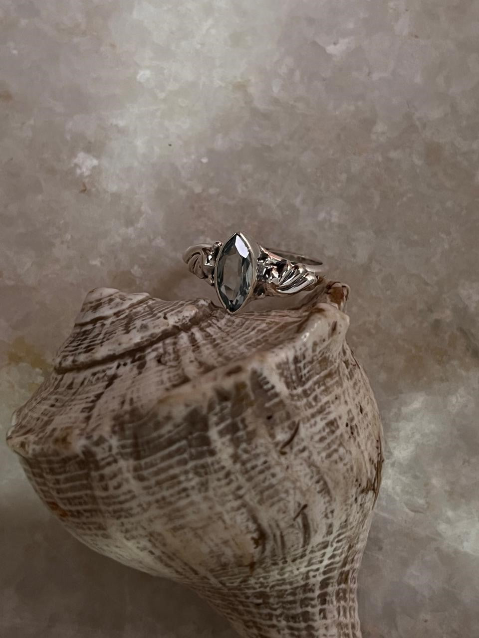 Blue Topaz Marquis Cut Boho 925 Sterling Silver Ring
