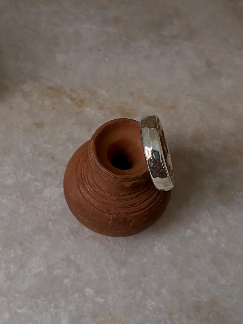 Chunky Hammered Thick Band 925 Sterling Silver Unisex Band Ring