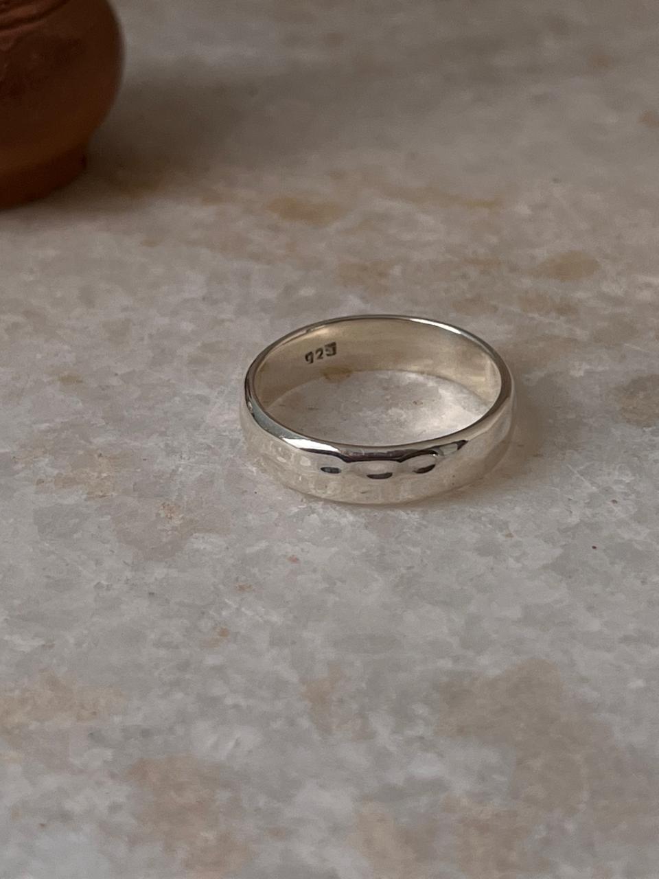 Chunky Hammered Thick Band 925 Sterling Silver Unisex Band Ring