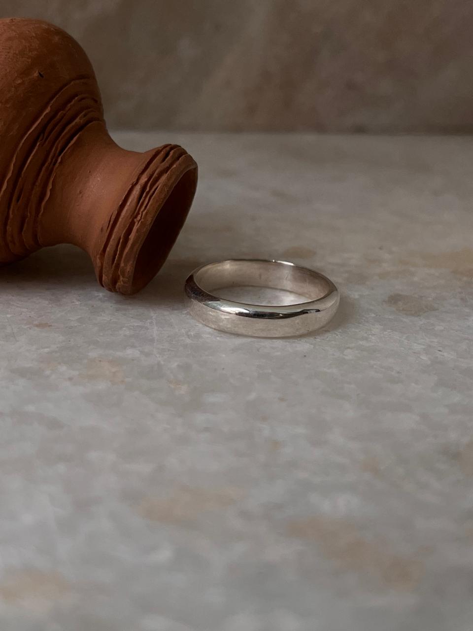 Plain 4mm Single Band 925 Sterling Silver Ring