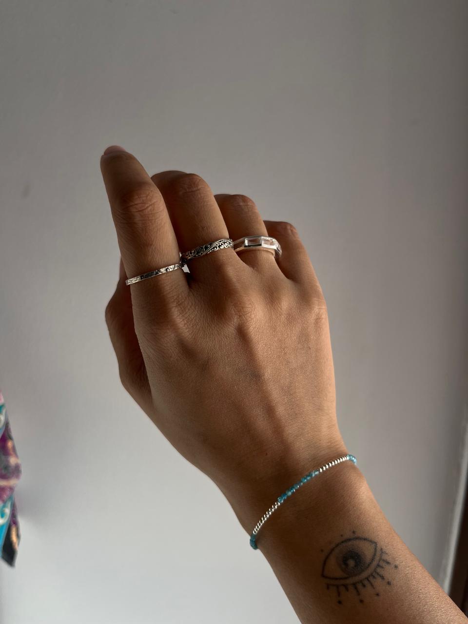 Apatite & Silver 2mm Beads Handcrafted 925 Sterling Silver Bracelet