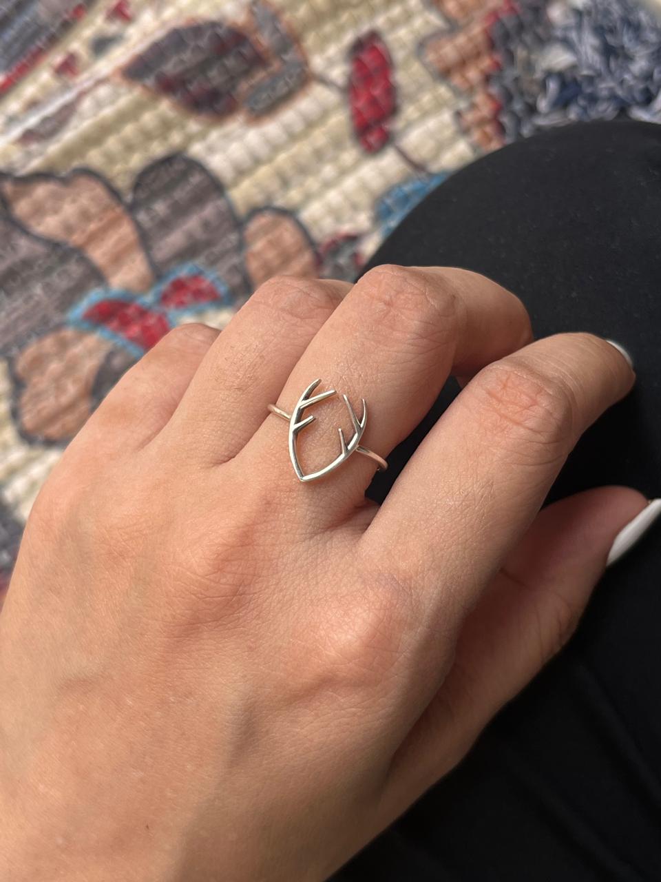 Deer Antler 925 Sterling Silver Ring - Tarakaya Silver