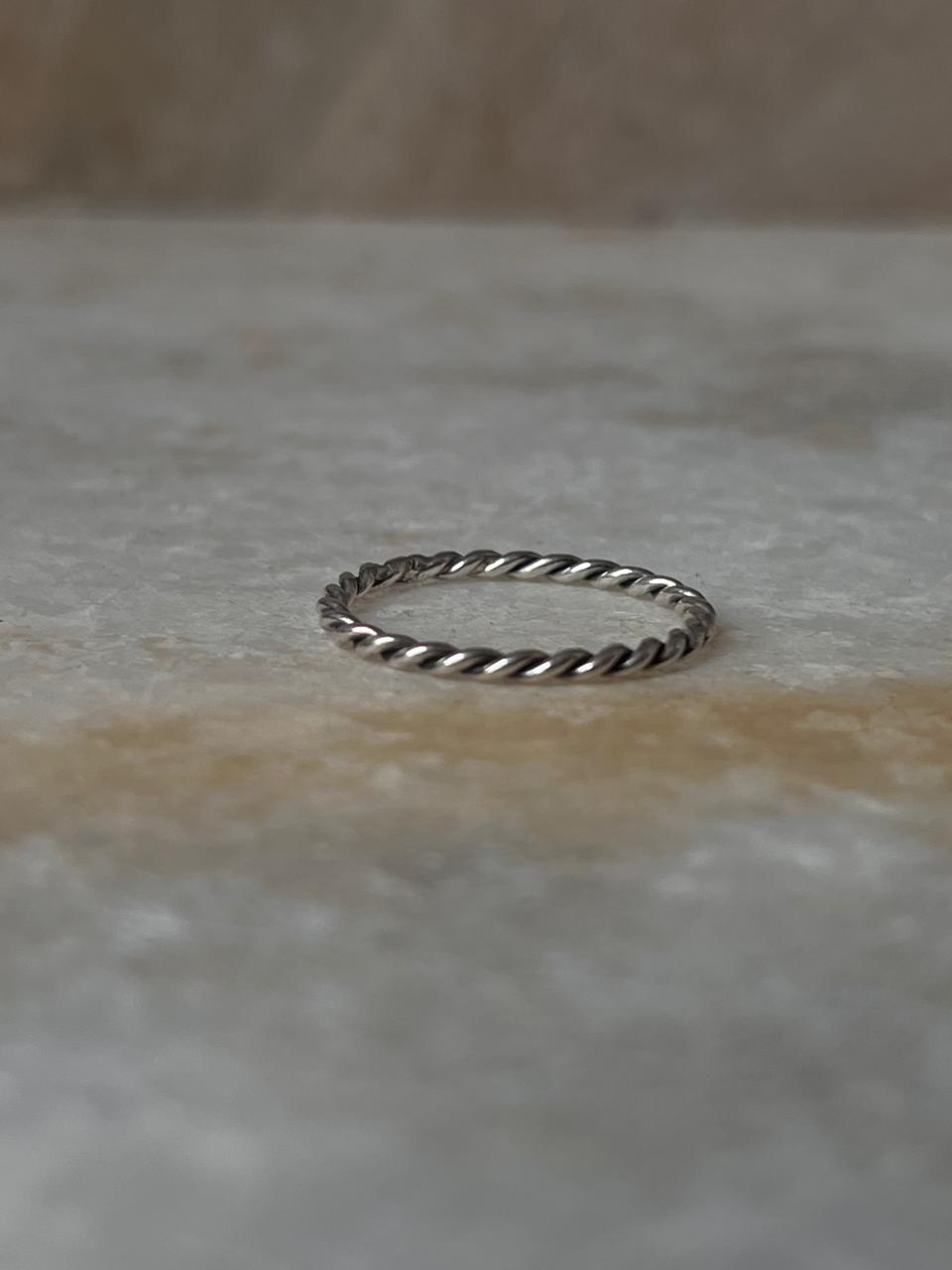 Twist Rope Minimal Stack Band 925 Sterling Silver Ring