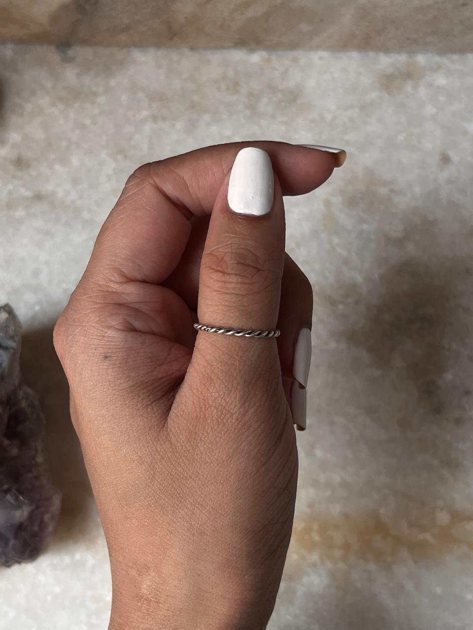Twist Rope Minimal Stack Band 925 Sterling Silver Ring
