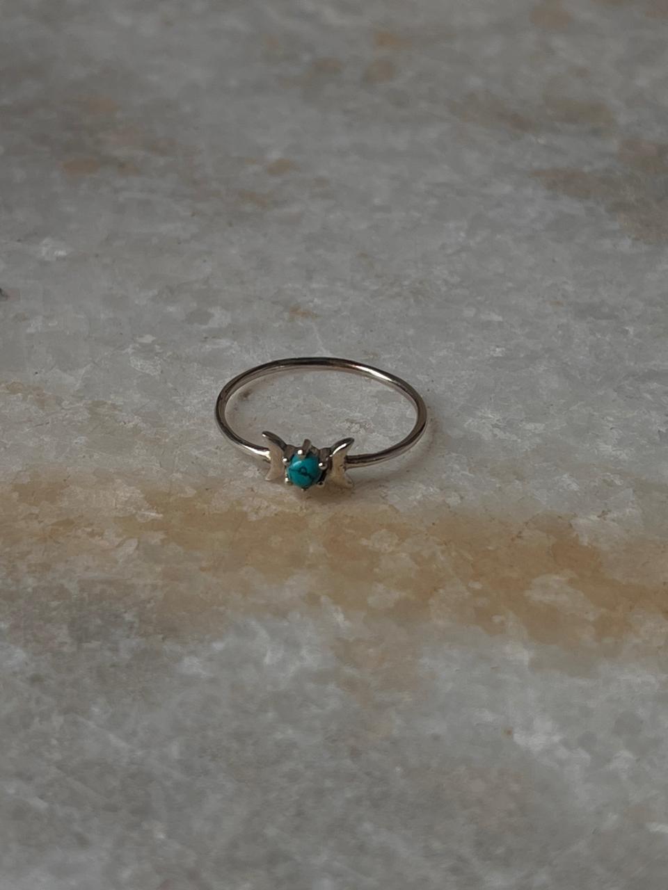 Faux Turquoise Moon Phases 925 Sterling Silver Ring
