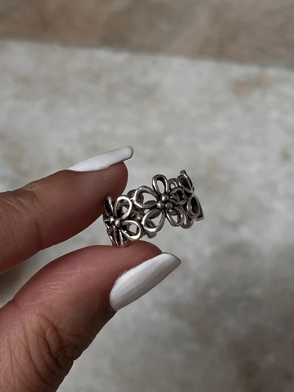 Bloom Floral Adjustable Little / Mid Finger 925 Sterling Silver Ring