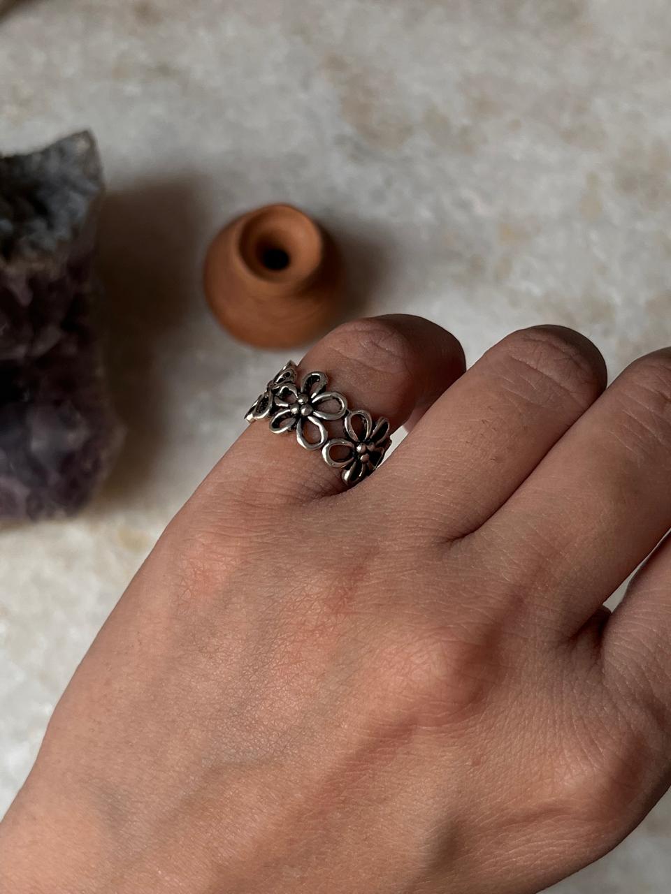 Bloom Floral Band 925 Sterling Silver Ring