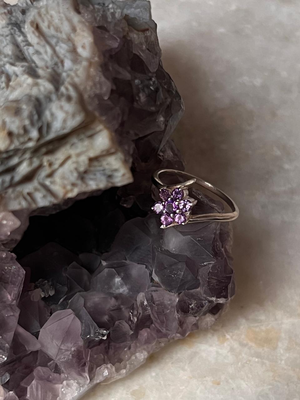 Amethyst Flower 925 Sterling Silver Ring