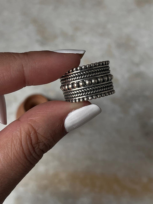 Tribal Antiquity Statement Band 925 Sterling Silver Ring