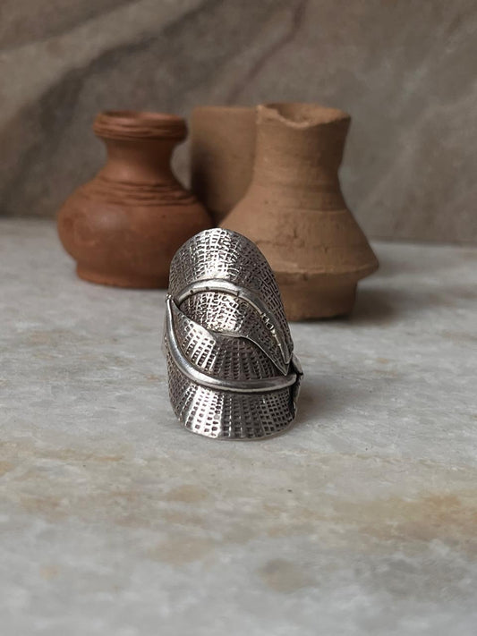 Bohemian Imported Handcrafted Leaf Wrap Adjustable 925 Sterling Silver Ring