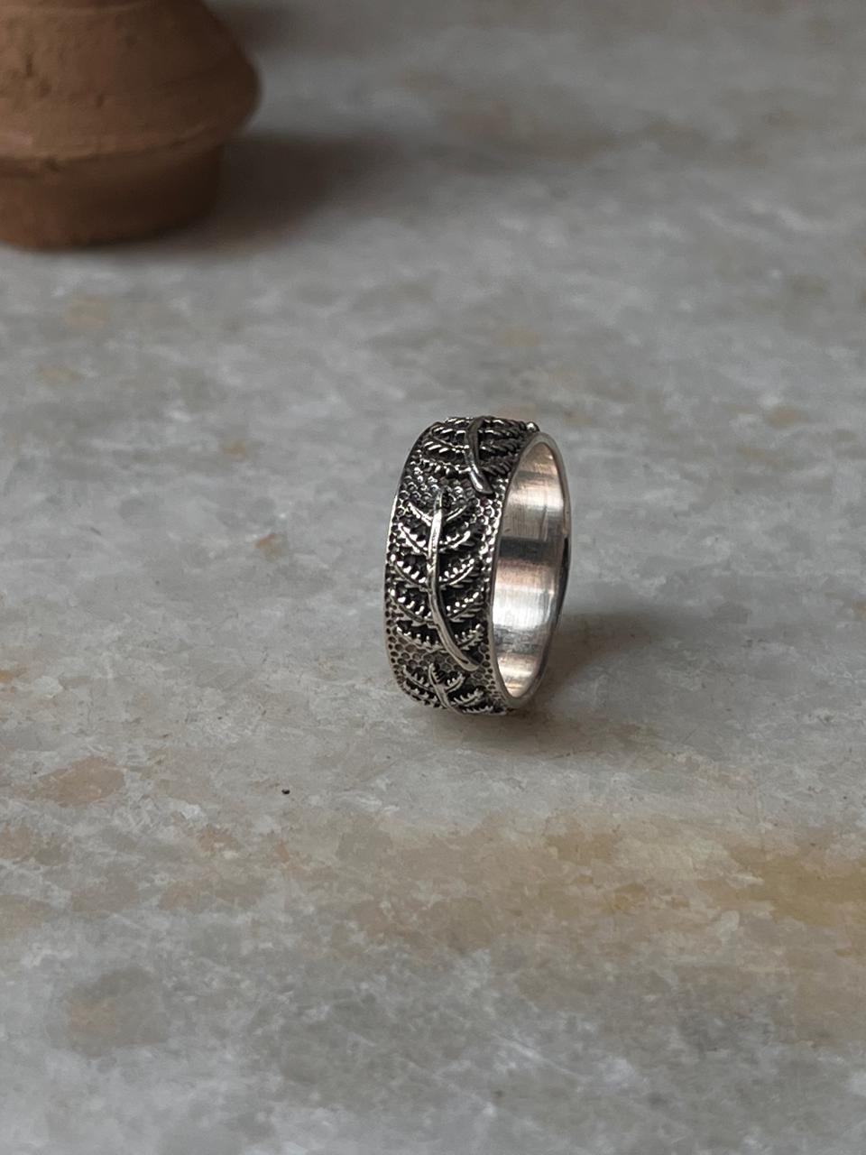Forest Fern Band 925 Sterling Silver Ring