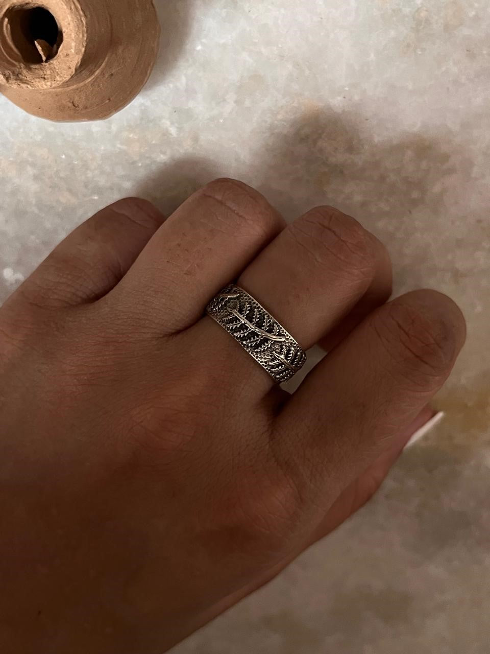Forest Fern Band 925 Sterling Silver Ring